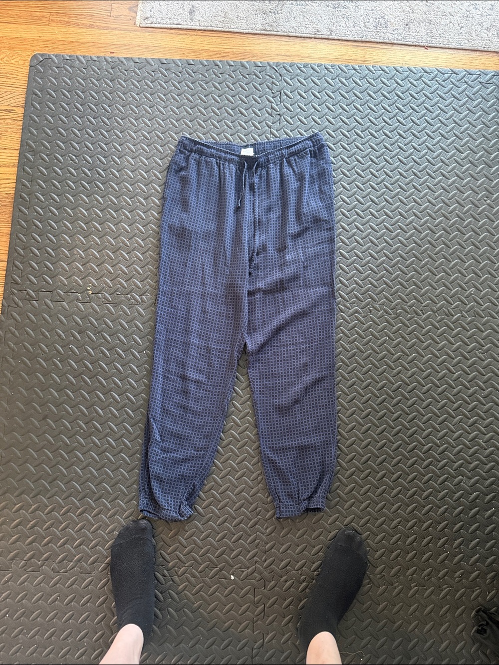 Uniqlo Navy Patterned Drawstring Joggers
